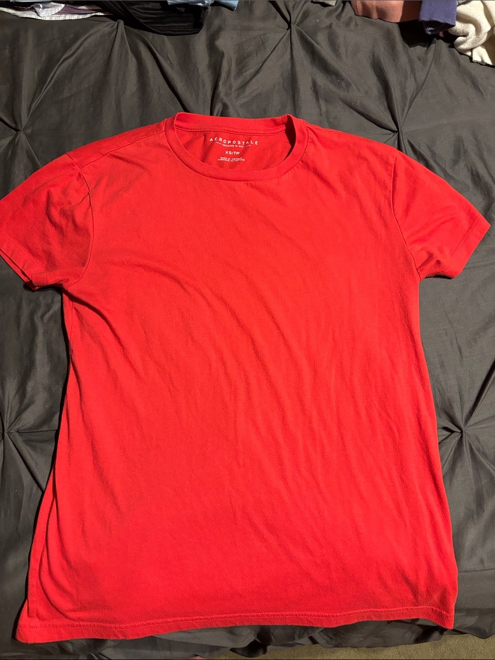 Aeropostale Men's Bright Red Short Sleeve Crew Tee